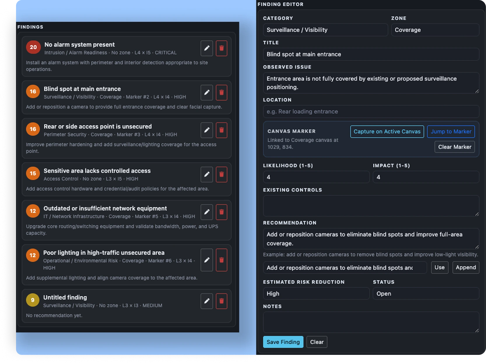 Udora Systems Designer site assessment screenshot